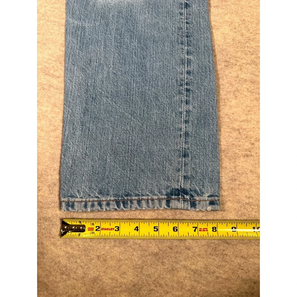 Levis 501 Original Fit Jeans Mens 38x34 Light Blue Whiskering Denim Straight Leg